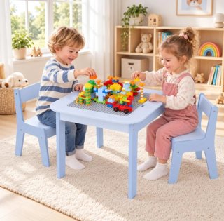 Mesa y 2 Sillas Infantiles Celeste