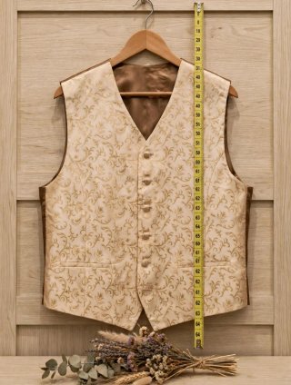 Chaleco Brocado Beige Talla 54 (XL)