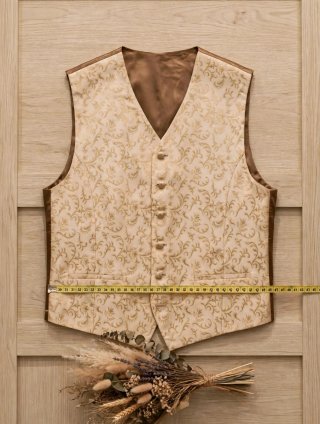 Chaleco Brocado Beige Talla 54 (XL)