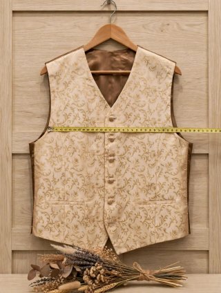 Chaleco Brocado Beige Talla 54 (XL)