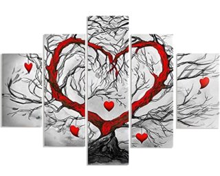 Cuadro Árbol del Amor Corazón Rojo