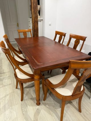 Mesa extensible cerezo + 6 sillas