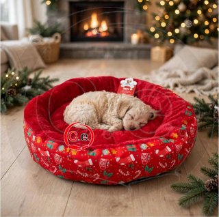 Cuccia per cani rossa natalizia