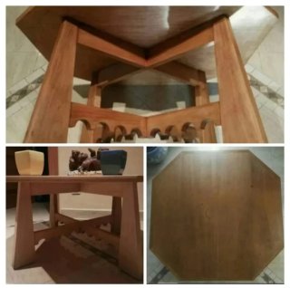 Mesa baja octogonal de madera rústica