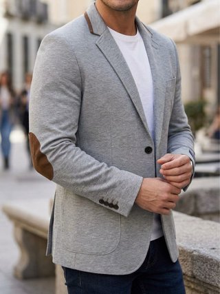 Americana Gris con Parches en Codos
