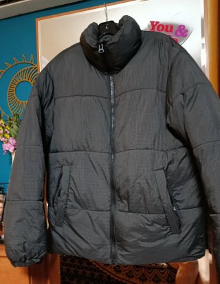 Plumífero Hombre Negro y Gris Talla S