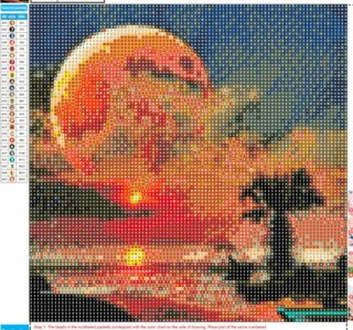 Kit Pintura Diamantes Luna y Palmeras