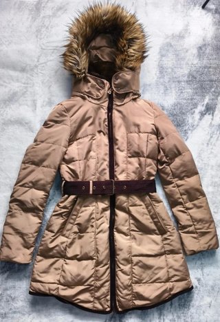 Chaqueta larga Zara plumas M gorro extraíble