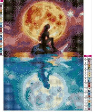 Kit Pintura Diamantes Luna y Sirena