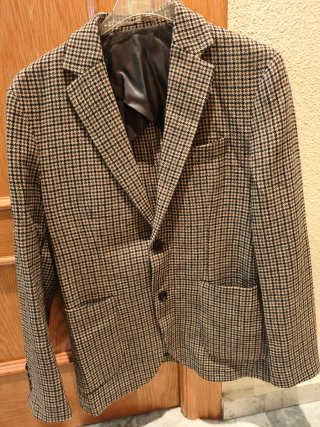 Americana Mango Cuadros Beige y Marrón