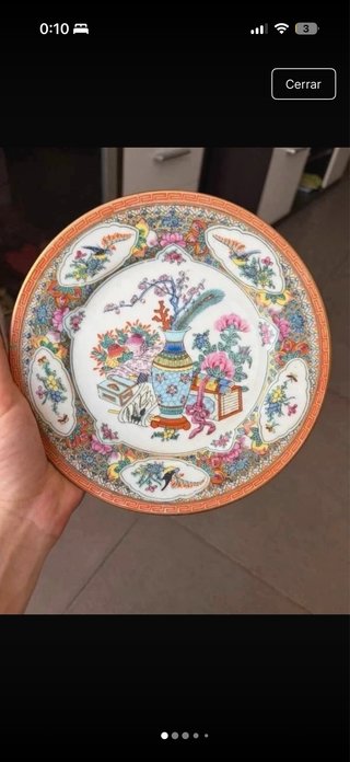Plato Decorativo Porcelana China Familia Rosa