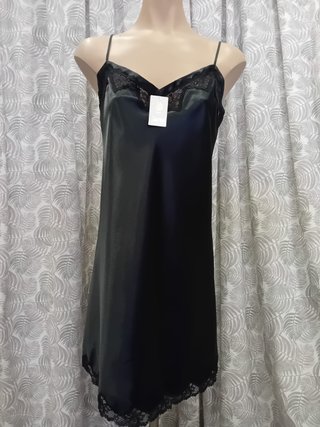 Camisón Terés Elae Raso y Encaje Negro XXL