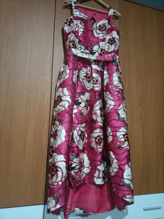 Vestido largo fiesta floral rosa