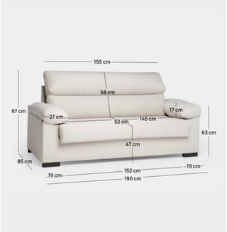 Divano a 3 posti beige 190x85x97cm