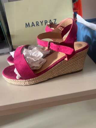 Sandalias MARYPAZ rosa cuña esparto