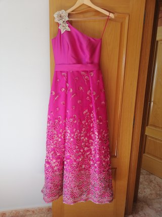 Vestido de fiesta fucsia y oro talla 38
