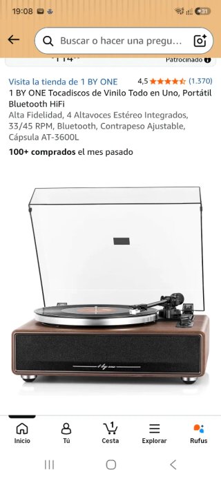 Giradischi 1 BY ONE Portatile