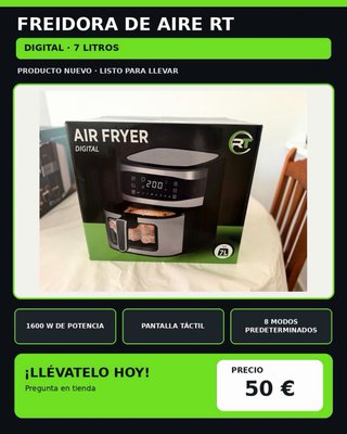 Freidora de Aire RT Digital 7 Litros