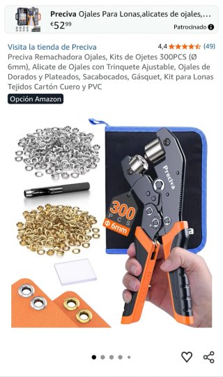 Alicate Remachadora Ojales Preciva Kit 200 Pcs 6mm