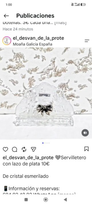 Servilletero de Cristal con Lazo de Plata