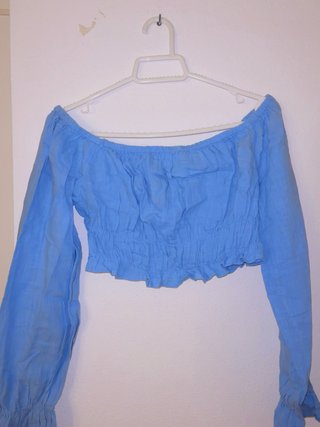Blusa Crop Stradivarius Azul Talla S