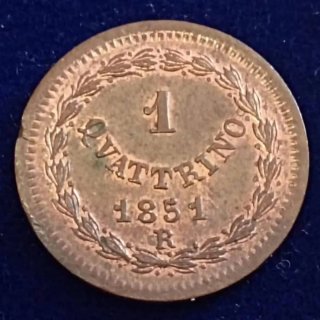 1 Quattrino 1851 Pio IX, qFdc/Fdc