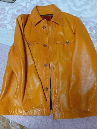 Chaqueta de piel hombre naranja