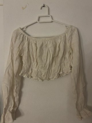 Blusa Crop Stradivarius Blanca Talla M