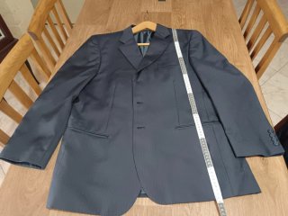 Completo uomo gessato blu scuro taglia 52