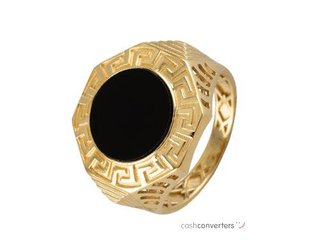 sello oro 18k con piedra con onix