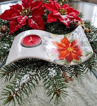 Portacandela Ceramic Stella Natale Christmas Decor