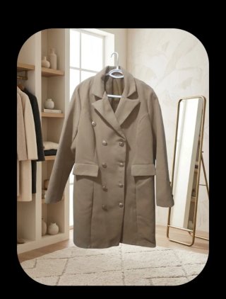 Abrigo paño doble botonadura beige