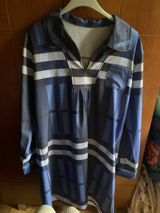 Blusón cuadros y rayas azul talla L