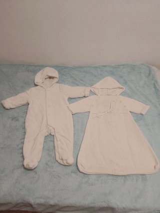 Saquito y pelele blanco para bebé 0/6 meses