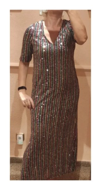 Vestido fiesta rayas multicolor S