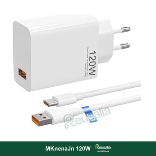 Cargador Rápido Xiaomi 120W con Cable 2m USB-C