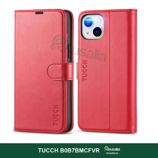 Custodia TUCCH in pelle per iPhone 14 Plus con supporto