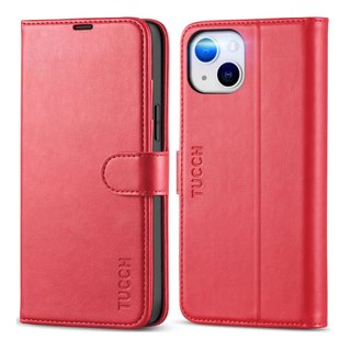 Custodia TUCCH in pelle per iPhone 14 Plus con supporto