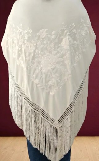 Manton blanco bordado 195cm