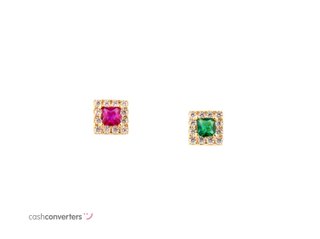 pendientes oro 18k con piedra con circonita