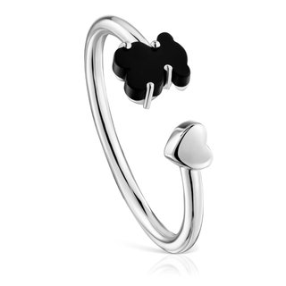 Anillo TOUS Plata Corazón Oso Ónix