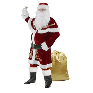Disfraz Papá Noel Terciopelo Rojo 12 Piezas talla 2XL