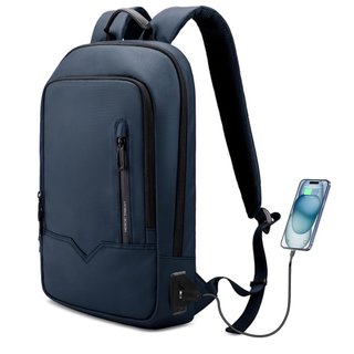 Mochila Portátil 17'' Impermeable con USB Azul