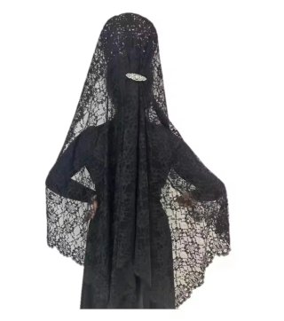 Mantilla de encaje negro 100×220