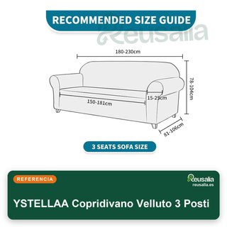 Fodera per Divano YSTELLAA in Velluto 3 Posti Blu