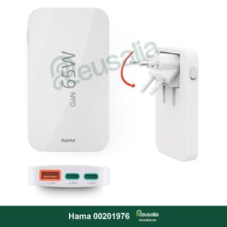 Cargador Rápido Hama 65W USB-C/A Blanco