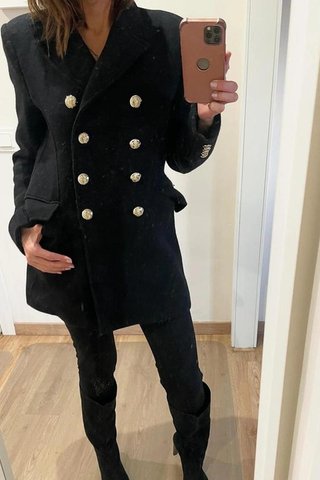 Abrigo lana manteco negro