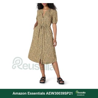 Vestido Amazon Essentials Midi Mujer Bolsillos talla L