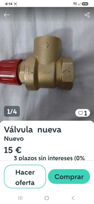 Válvula de latón nueva