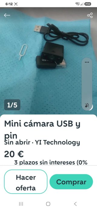 Mini cámara USB y pin YI Technology